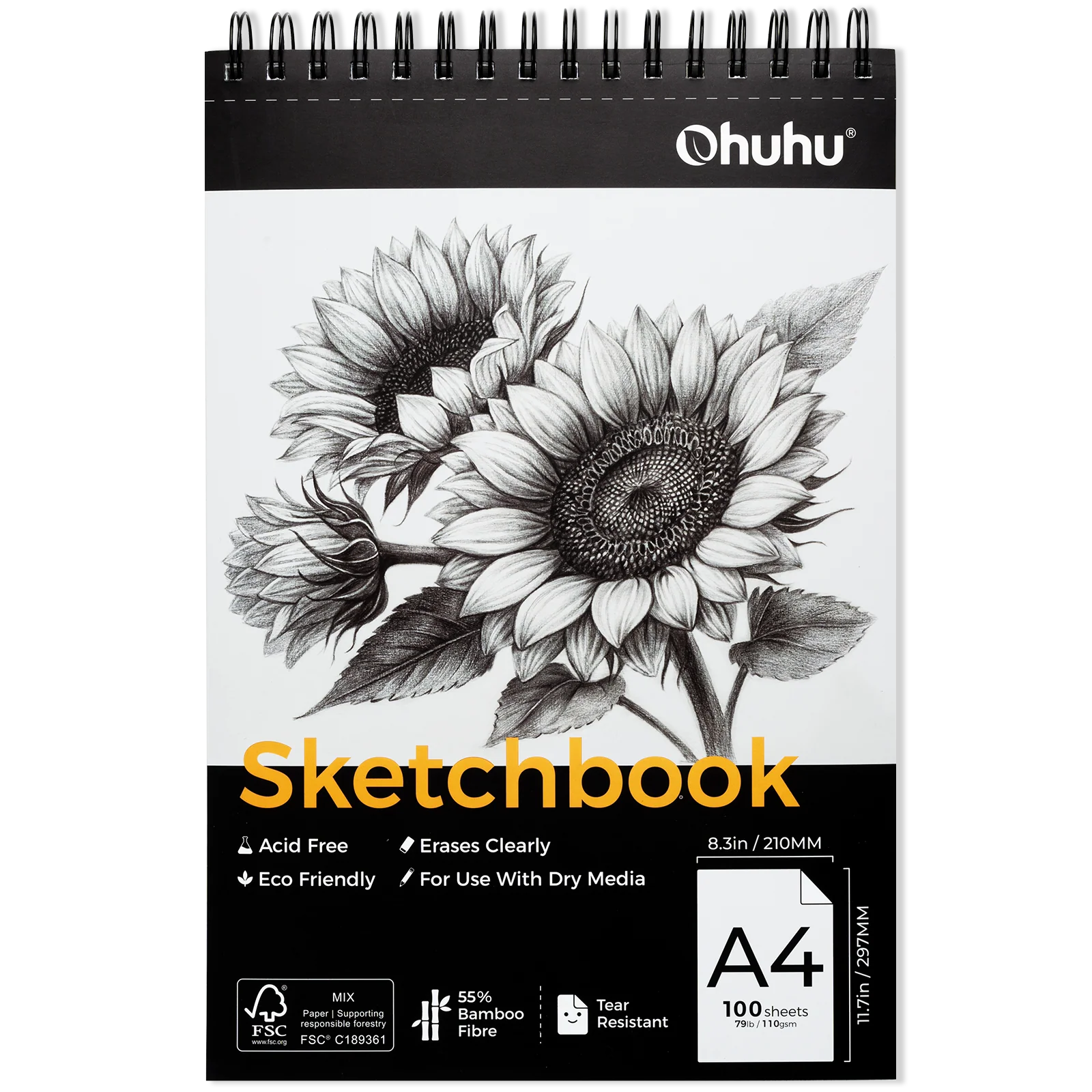 Ohuhu Tear Resistant Bamboo Fiber Drawing Sketchbook