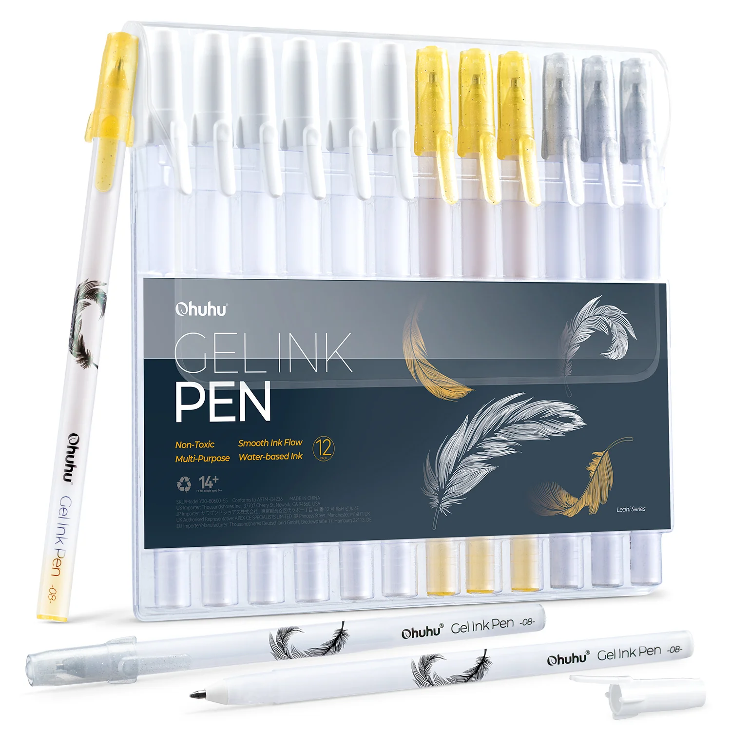 1141-ohuhu-gel-pens-gold-silver-white-colorful-12-pack-1.webp