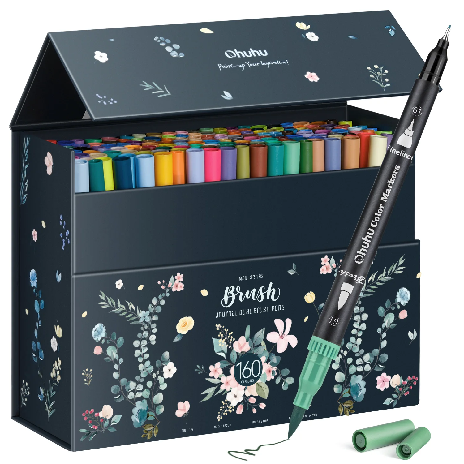 Ohuhu Maui 160 Colors Dual Tips Water Based Art Markers, Brush & Fineliner