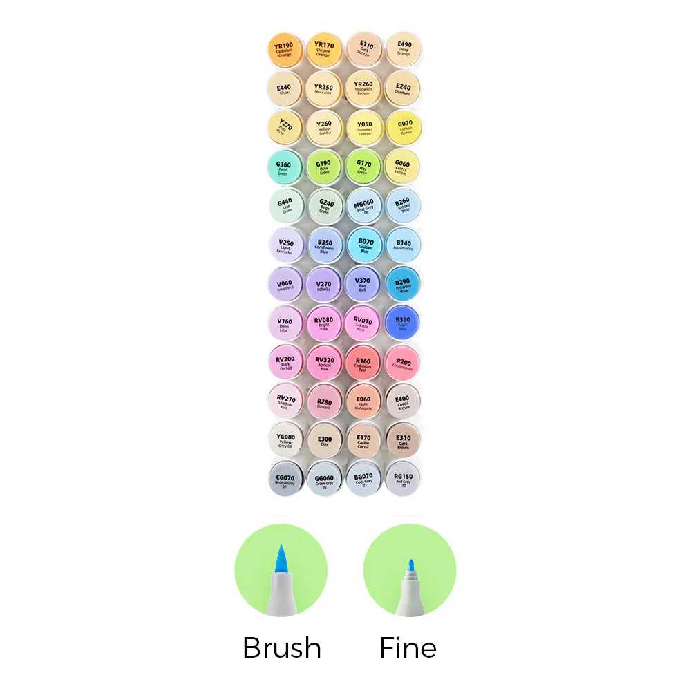 Ohuhu Honolulu 48 Mid-tone Colors Dual Tips Alcohol Art Markers