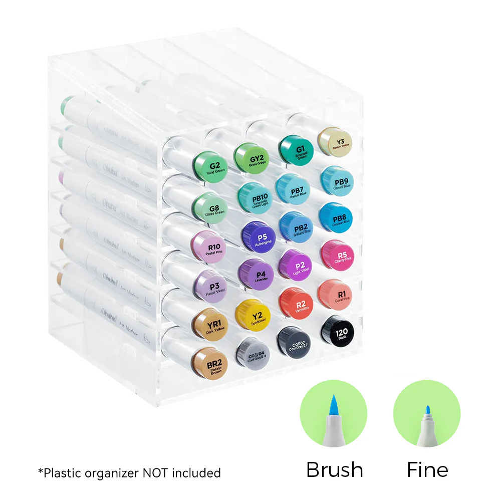 Ohuhu Honolulu 24 Basic Colors Dual Tips Alcohol Art Markers