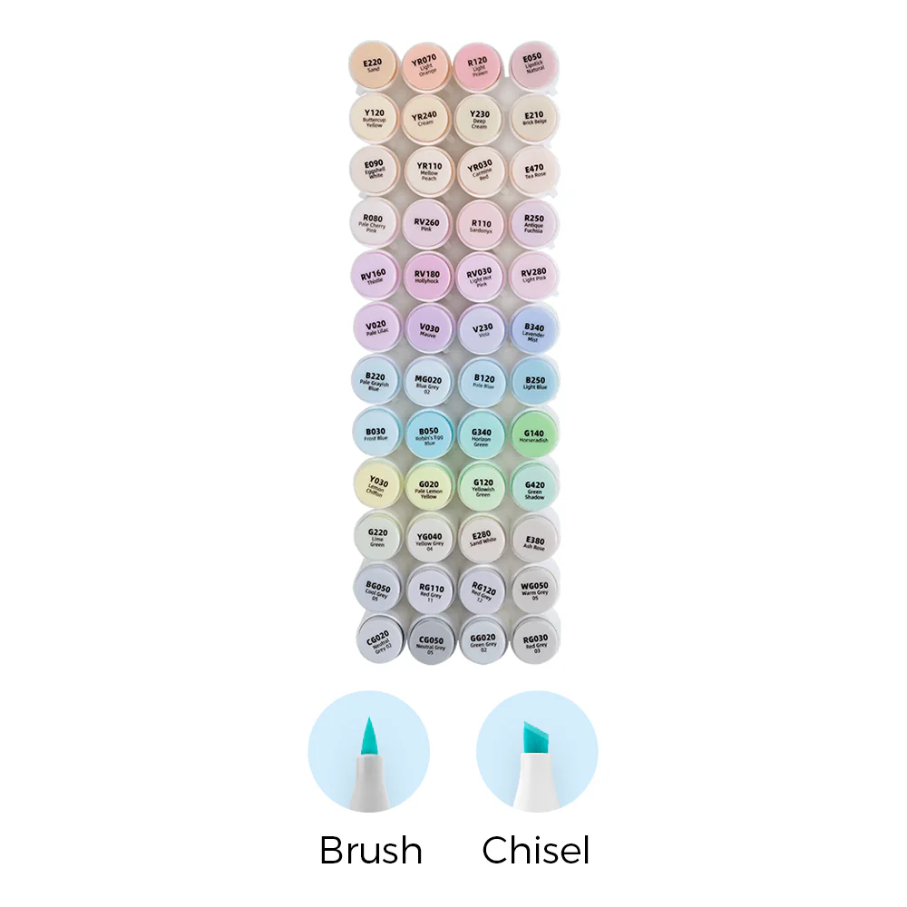 Ohuhu Honolulu 48 Pastel Colors Dual Tips Alcohol Art Markers-Sweetness