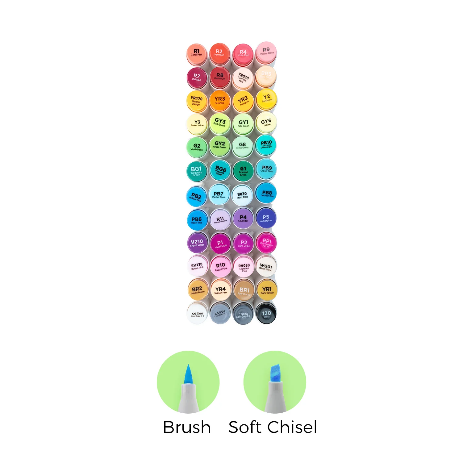Ohuhu Honolulu S 48 Colors Dual Soft Tips Alcohol Art Markers, Brush & Soft Chisel