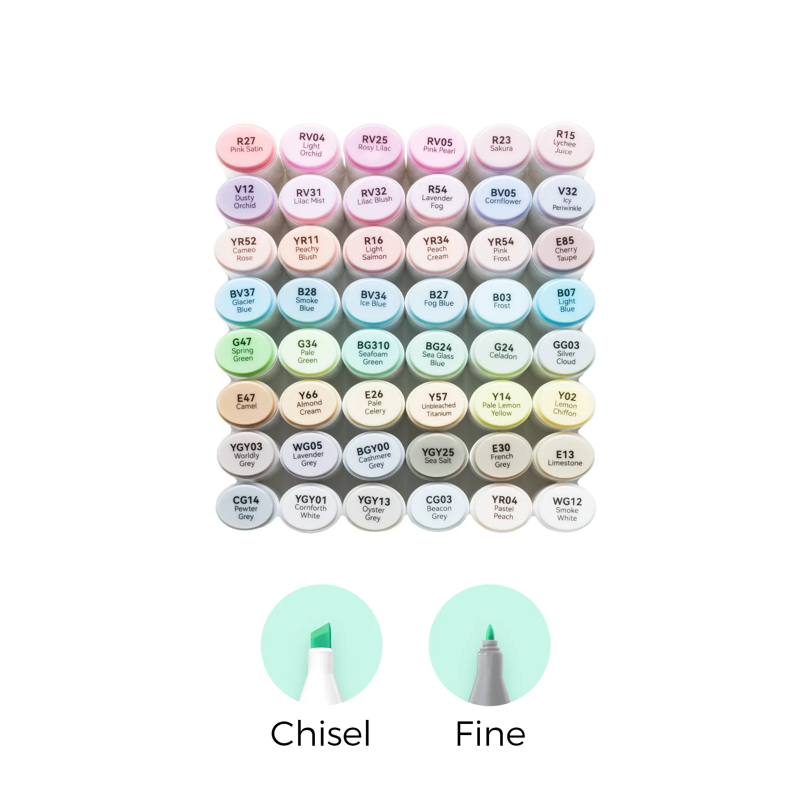 Ohuhu Oahu 48 Pastel Colors Dual Tips Alcohol Art Markers, Fine & Chisel (Ships from Asia Warehouse)