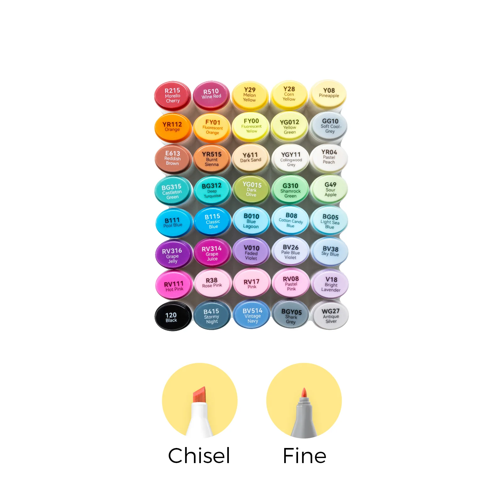 Ohuhu Oahu 40 Colors Dual Tips Alcohol Art Markers, Fine & Chisel (Ships from Asia Warehouse)