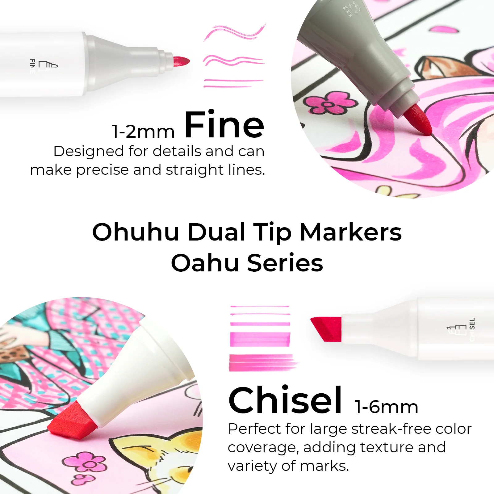 Ohuhu Oahu New 120 Colors Dual Tips Alcohol Art Markers, Fine & Chisel (Ships from Asia Warehouse)
