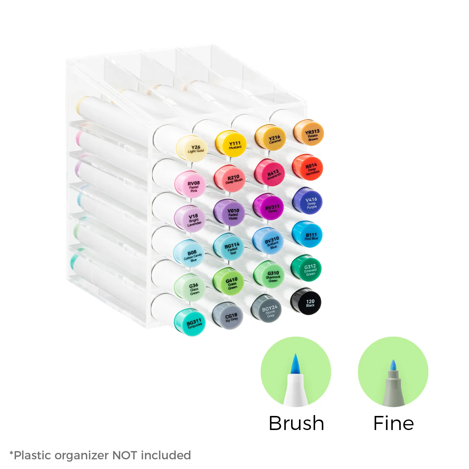 Ohuhu Honolulu 24 Basic Colors Dual Tips Alcohol Art Markers (Ships from Asia Warehouse)