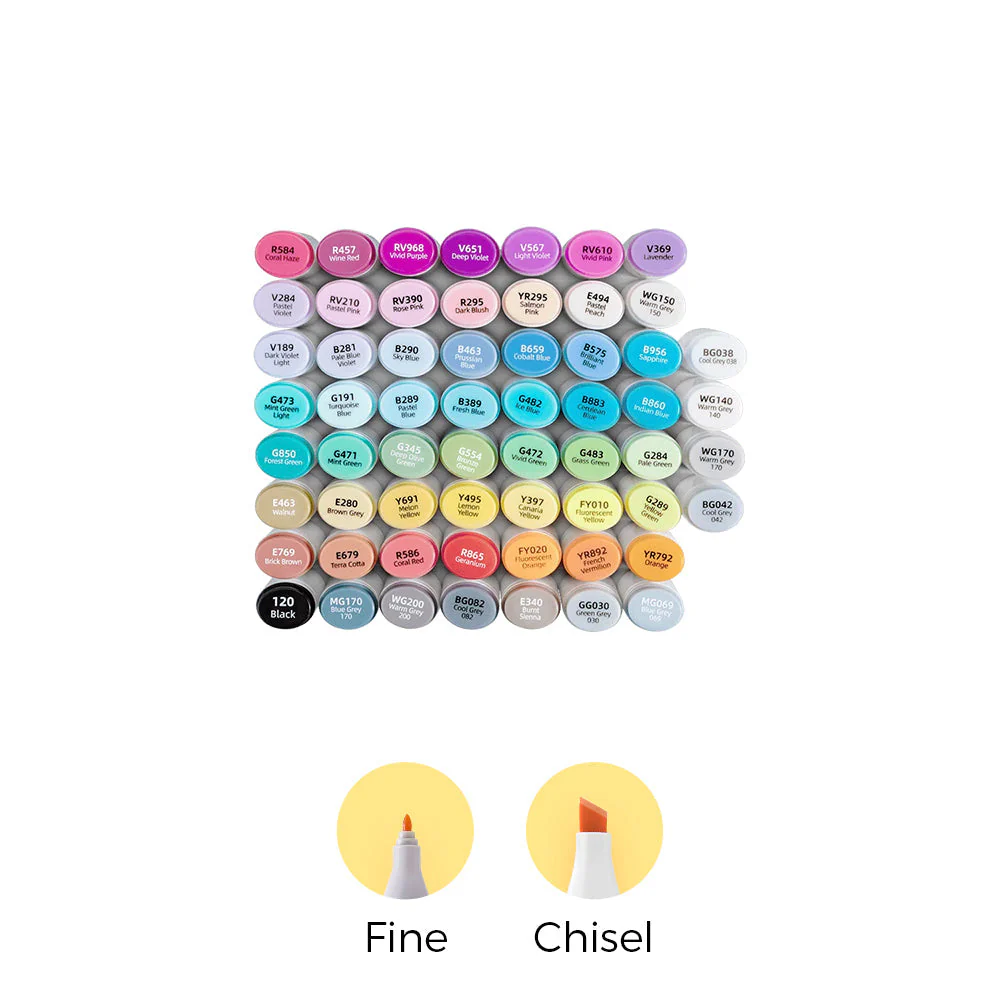 Ohuhu Oahu 60 Colors Dual Tips Alcohol Art Markers, Fine & Chisel (Brazil Domestic Shipping)