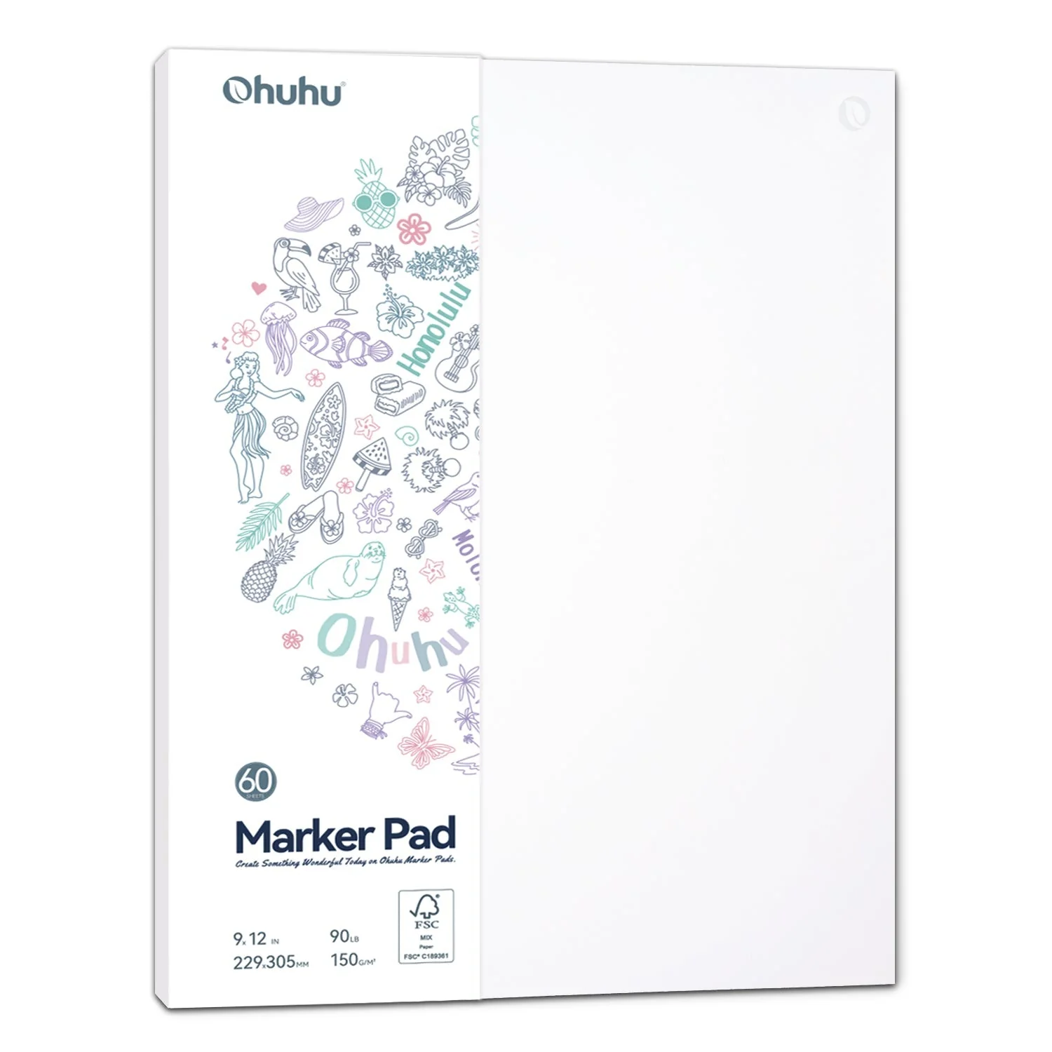 Ohuhu Bleedproof Double-Sided Marker Pad, Glue-Bound (Brazil Domestic Shipping)