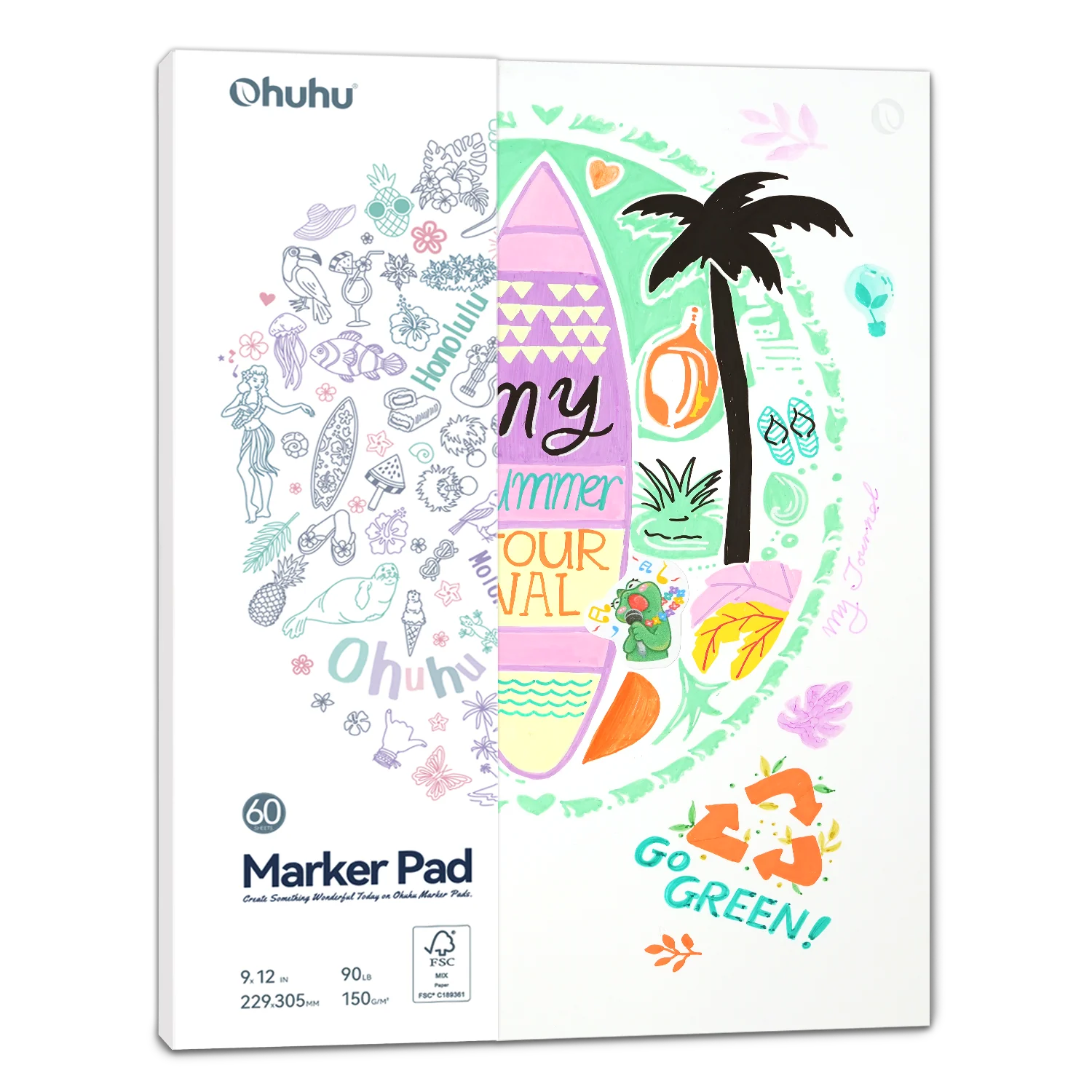 Ohuhu Bleedproof Double-Sided Marker Pad, Glue-Bound (Canada Domestic Shipping)