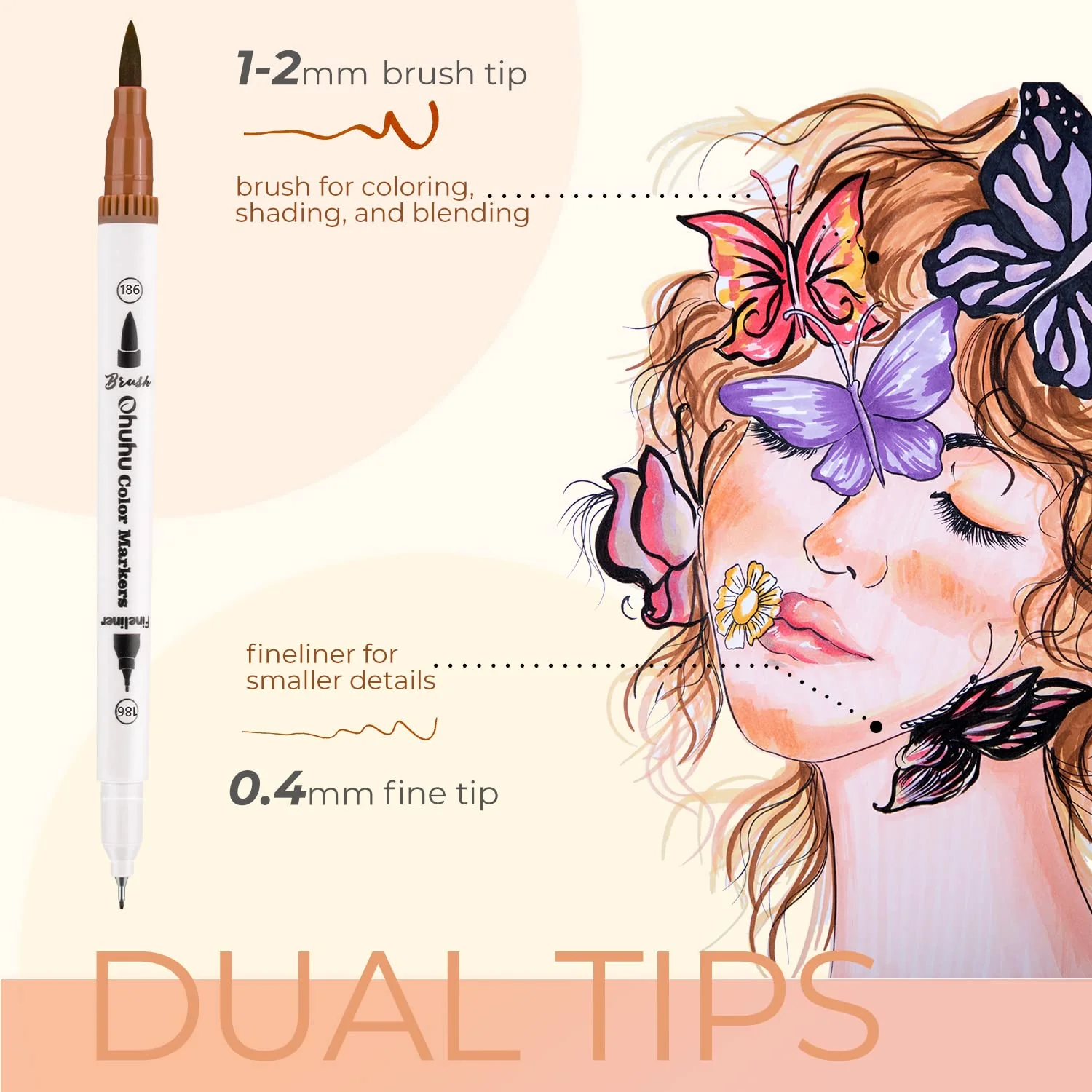 Ohuhu Maui 36 Skin Tone Colors Dual Tips Water Based Art Markers, Brush & Fineliner (Australia Domestic Shipping)