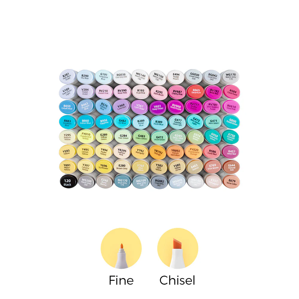 Ohuhu Oahu 80 Colors Dual Tips Alcohol Art Markers, Fine & Chisel (Australia Domestic Shipping)