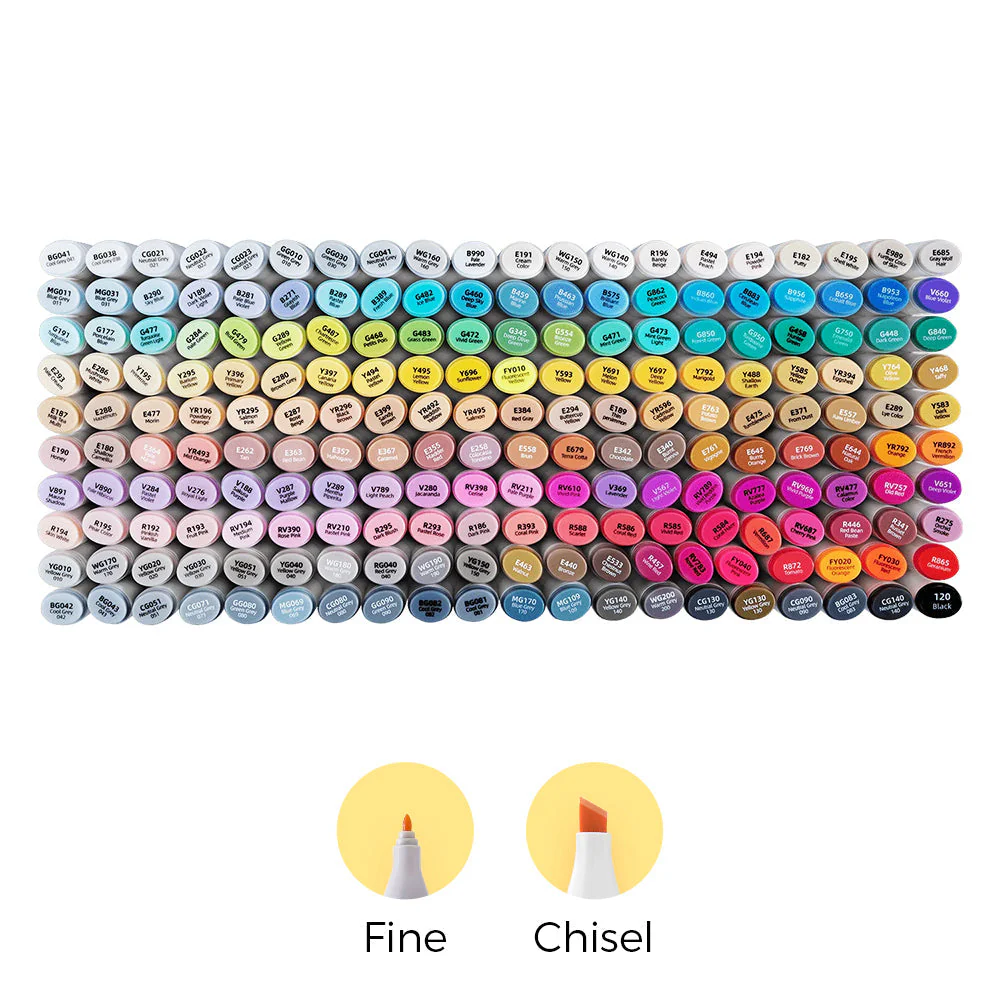 Ohuhu Oahu 200 Colors Dual Tips Alcohol Art Markers, Fine & Chisel (Brazil Domestic Shipping)