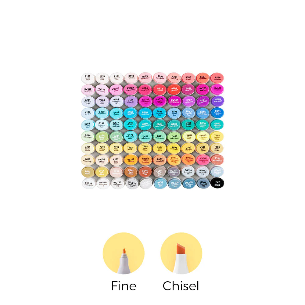 Ohuhu Oahu 100 Colors Dual Tips Alcohol Art Markers, Fine & Chisel (Brazil Domestic Shipping)