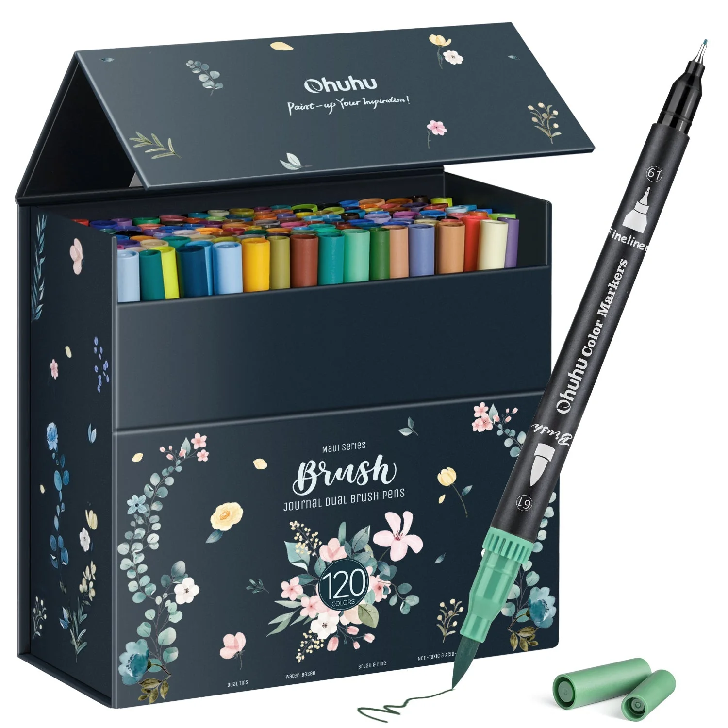 Ohuhu Maui 120 Colors Dual Tips Water Based Art Markers, Brush & Fineliner (Europe Only)