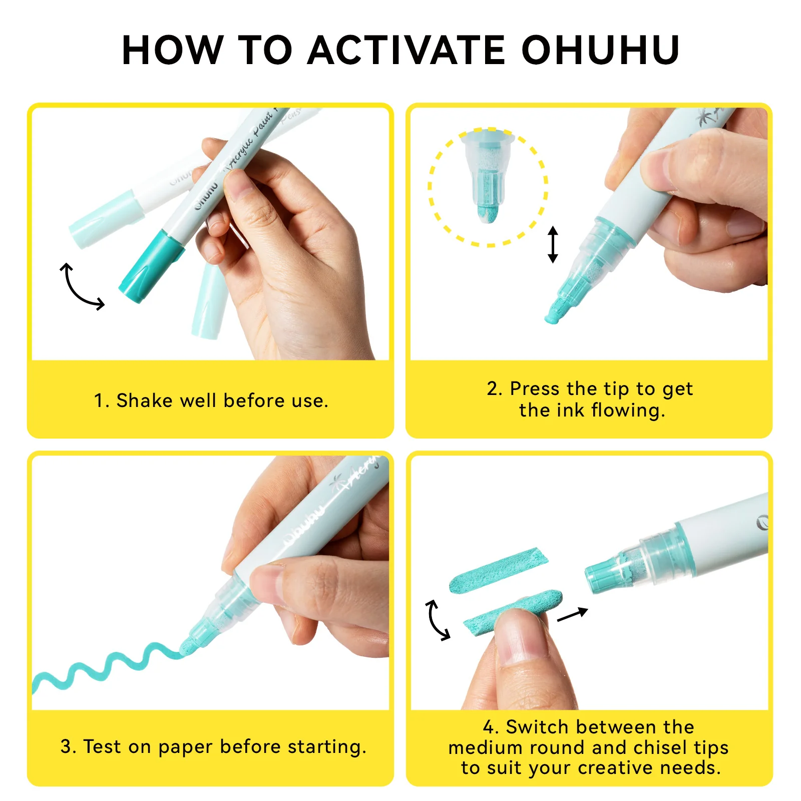 Ohuhu Acrylic Markers 24 Colors 48 Pack - Ohuhu