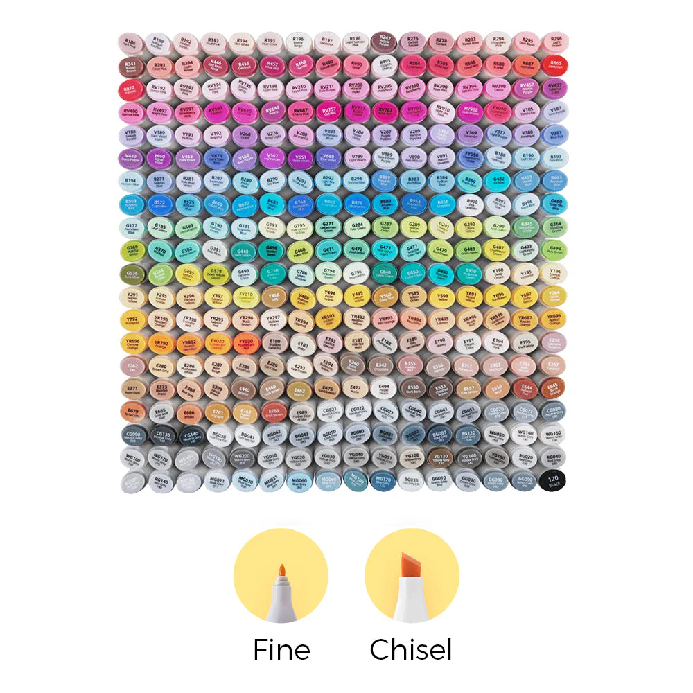 Ohuhu Oahu 320 Colors Dual Tips Alcohol Art Markers, Fine & Chisel (Brazil Domestic Shipping)