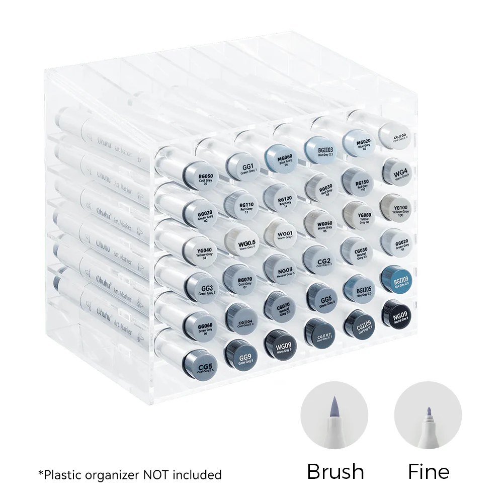 Brush & Fine / 36 Gray Tone Colors / CA Warehouse to Canada Only